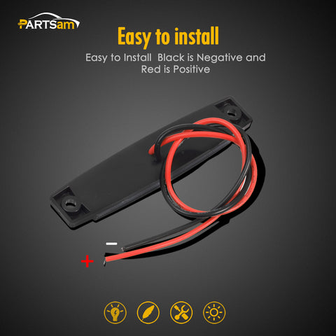 Image of Partsam 4Pcs 3.8" Thin Amber 6 LED Side Marker Clearance Lights Indicators for 12V Trucks Trailers Lorry Van Bus Pickup, Smoked Lens,