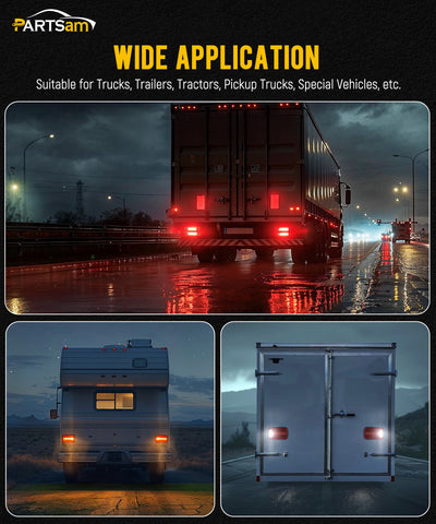 Image of Partsam Wireless LED Trailer Light Kit 4000mAh Battery, Portable Magnetic Rectangle Stop Turn Reverse License Towing Tail Lights w/Metal Bracket 7-Pin Plug for Trucks Trailers 12-24V IP67 Waterproof