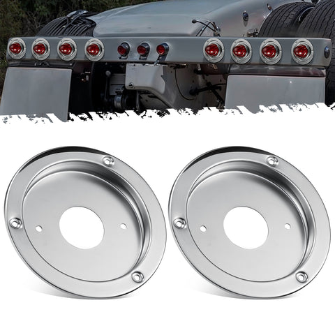 Image of Partsam 2Pcs Watermelon Lights Bunk Adapter, Stainless Steel Round Marker Light Bezel Cover, Mounting Bracket for Any 4" Hole, Light Not Include
