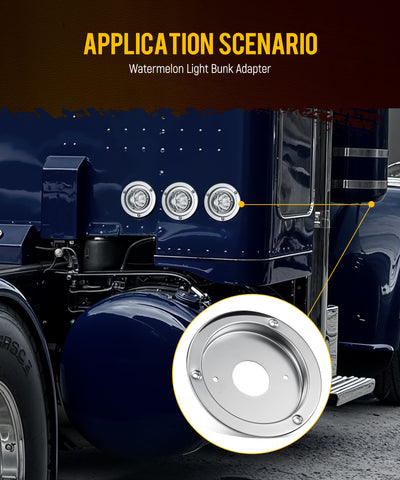 Image of Partsam 2Pcs Watermelon Lights Bunk Adapter, Stainless Steel Round Marker Light Bezel Cover, Mounting Bracket for Any 4" Hole, Light Not Include