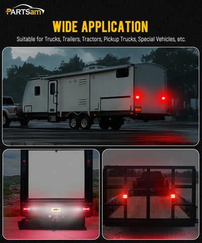 Image of Partsam Wireless Trailer Light Kit, Portable Magnetic Tail Lights for Towing, Stop Brake Turn Signal License Plate Tail Lights with Strong Magnets Suction Cup 7-Pin Plug for Trucks Trailers 12-24V