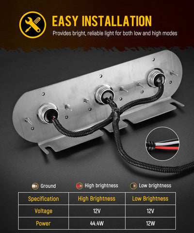 Image of Partsam 1Pcs Radius-Style 14" Front Air Cleaner Light Bar with 3Pcs Glass Watermelon Lights, Stainless Steel Bracket, Compatible with Peterbilt Kenworth Freightliner Trucks, Amber Lens