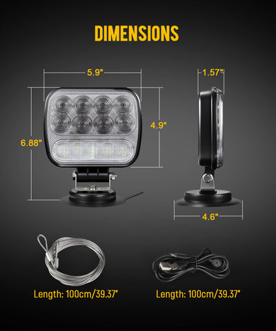 Image of Partsam Wireless LED Trailer Light Kit Magnetic Towing Tail Light Portable Universal Stop Turn Reverse Backup Smoked+Clear Lens w/ 7-Pin Plug Dual USB Charger for Trucks Trailers RVs 12-24V