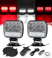 Image of Partsam Wireless LED Trailer Light Kit Magnetic Towing Tail Light Portable Universal Stop Turn Reverse Backup Smoked+Clear Lens w/ 7-Pin Plug Dual USB Charger for Trucks Trailers RVs 12-24V