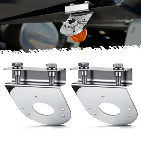 Image of PARTsam 2Pcs Watermelon Light Under Glow Frame Brackets, 45 Degree Angled Clamp-On Mount No Drilling Required, Stainless Steel, Universal for Semi-Trucks Trucks Pickup