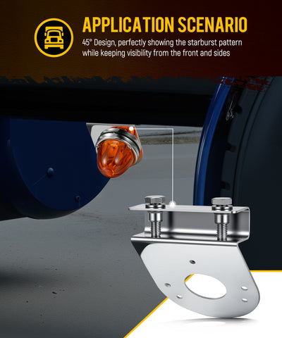 Image of PARTsam 2Pcs Watermelon Light Under Glow Frame Brackets, 45 Degree Angled Clamp-On Mount No Drilling Required, Stainless Steel, Universal for Semi-Trucks Trucks Pickup