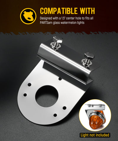 Image of PARTsam 2Pcs Watermelon Light Under Glow Frame Brackets, 45 Degree Angled Clamp-On Mount No Drilling Required, Stainless Steel, Universal for Semi-Trucks Trucks Pickup