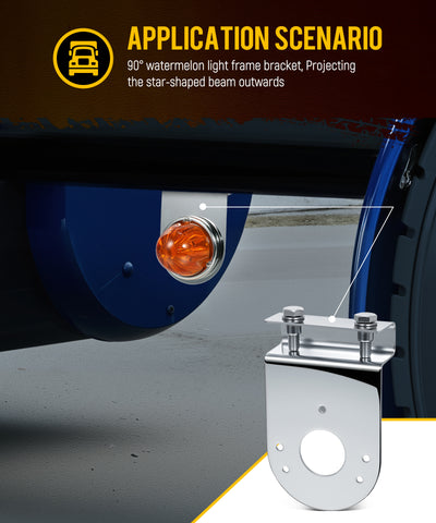 Image of PARTsam 2Pcs Watermelon Light Under Glow Frame Brackets, 90 Degree Angled Clamp-On Mount, No Drilling Required, Stainless Steel, Universal for Semi-Trucks Trucks Pickup