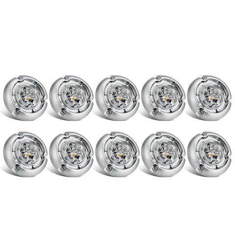 Image of Partsam 10Pcs 1.5 inch Mini Glass Lens Watermelon Lights,LED Marker Clearance Light Turn Signal for Semi Truck Trailer RV