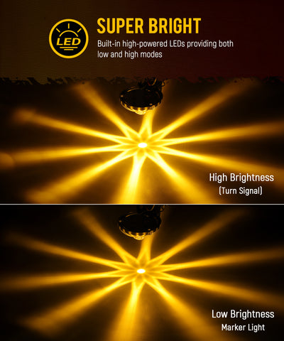 Image of Partsam 10Pcs 1.5 inch Mini Glass Lens Watermelon Lights,LED Marker Clearance Light Turn Signal for Semi Truck Trailer RV