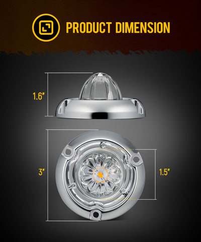 Image of Partsam 10Pcs 1.5 inch Mini Glass Lens Watermelon Lights,LED Marker Clearance Light Turn Signal for Semi Truck Trailer RV