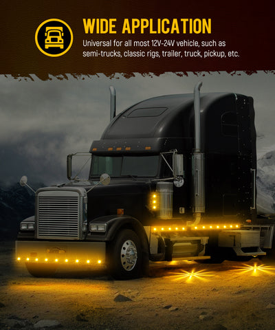 Image of Partsam 10Pcs 1.5 inch Mini Glass Lens Watermelon Lights,LED Marker Clearance Light Turn Signal for Semi Truck Trailer RV