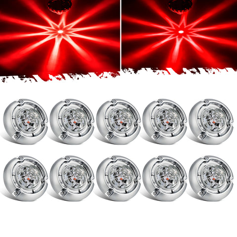 Image of Partsam 10Pcs 1.5 inch Mini Glass Lens Watermelon Lights,LED Marker Clearance Light Turn Signal for Semi Truck Trailer RV