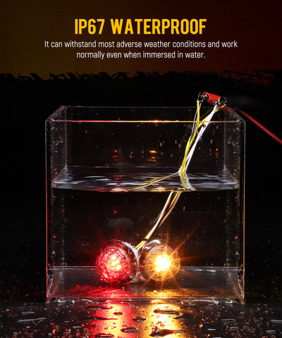 Image of Partsam 10 Pcs Amber Watermelon Side Marker LED Dual Function Strobe + Marker Lights, 12V Side Clearance Tail Griller Flash Lights Turn Signal Warning Waterproof Light for Trailer Truck RV