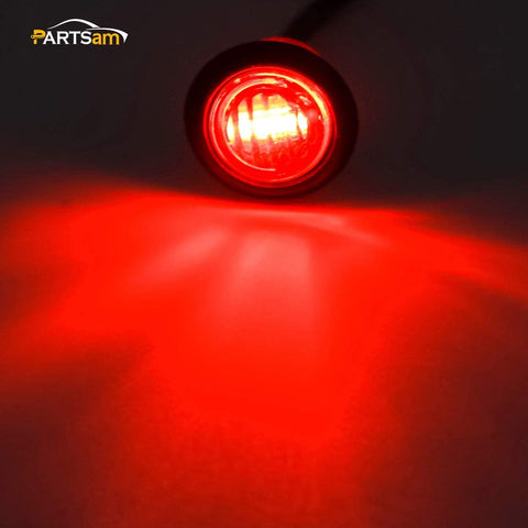 Image of Partsam 5pcs 3/4" Led Side Marker and Clearance Trailer Lights Air Dam Lights 3 wires Red 3 LED Sealed Auxiliary Stop Brake Tail Turn Signal lights Hardwired with Rubber Grommets