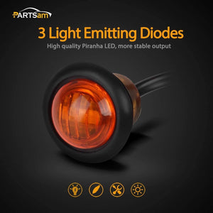 Partsam 10Pcs 3/4 inch Round Led Marker lights 3 wire Combination Turn Signal and Running Lamps Clearance Lights Grommet Mount Replacement for Spider Fender Marker Lights Sealed