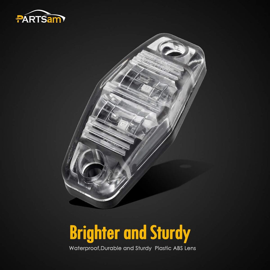 Partsam 6Pcs Mini Oval 2.5 Inch LED Light 2 Diode Clear Lens Amber Universal Mount Side Marker Trailer Lights, Sealed Mini oval led side fender lights Trailer Truck Surface Mount Waterproof