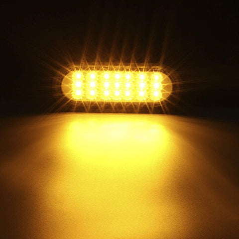 Image of Partsam 2 Pcs AMBER Oval 6-1/2" Sealed LED Turn Signal and Parking Light Kit with Mounting Brackets, Grommet and Plug, Faceted Led Trailer Lights w Amber Reflector on trailers less than 80" wide