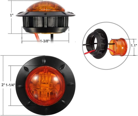 Image of Partsam 10 Pcs 1-1/4" Inch Mount Amber LED Clearance Markers Bullet Marker lights, side marker lights, led marker lights, led side marker lights, led trailer marker lights, trailer marker light