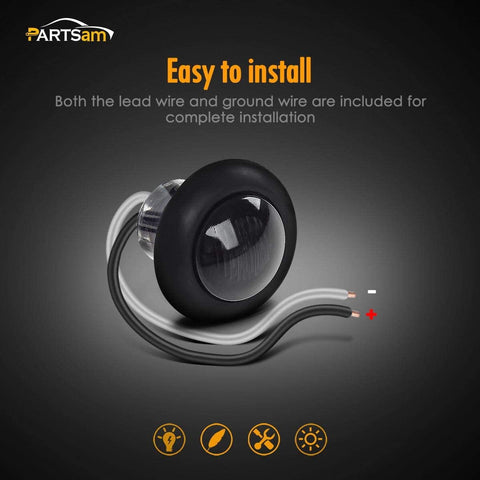 Image of Partsam 10x Truck Trailer Boat 3/4" Amber Round Led Marker Light Grommet Smoked Replacement For Pickup Truck Trailer RV Camper Boat 3/4" Mini Clearance Auxiliary Turn Signal Light Lamp