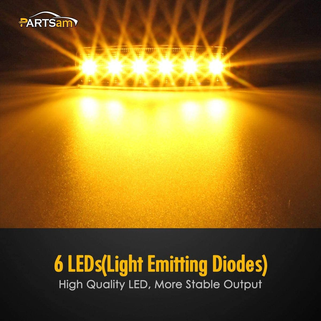 Partsam 10Pcs 3.8" Thin Amber Led Side Marker Clearance indicator Lights 6 LED Smoke Lens Waterproof 12V Trailer Lorry Van Led marker lights for trucks Sealed, Boat Marine Led Utility Strip Lights