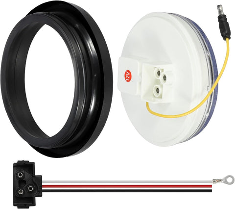 Image of Partsam 2Pcs 4 Inch Round Red Stop Turn Tail Lights to Amber Strobe Lights Kit 19 Diodes w/Rubber Grommets & 3-Prong Wire Pigtails, Red/Amber Round Led Truck Trailer Tail Lights and Indicator Lights