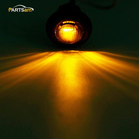 Image of Partsam 10x Truck Trailer Boat 3/4" Amber Round Led Marker Light Grommet Smoked Replacement For Pickup Truck Trailer RV Camper Boat 3/4" Mini Clearance Auxiliary Turn Signal Light Lamp