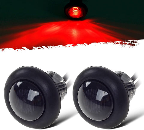 Image of Partsam 2pcs 3/4" Smoke Lens Red LED Clearance Side Marker Bullet Light/Rubber Grommet For RV Camper Truck Trailer Boat Car Pickups, 12V