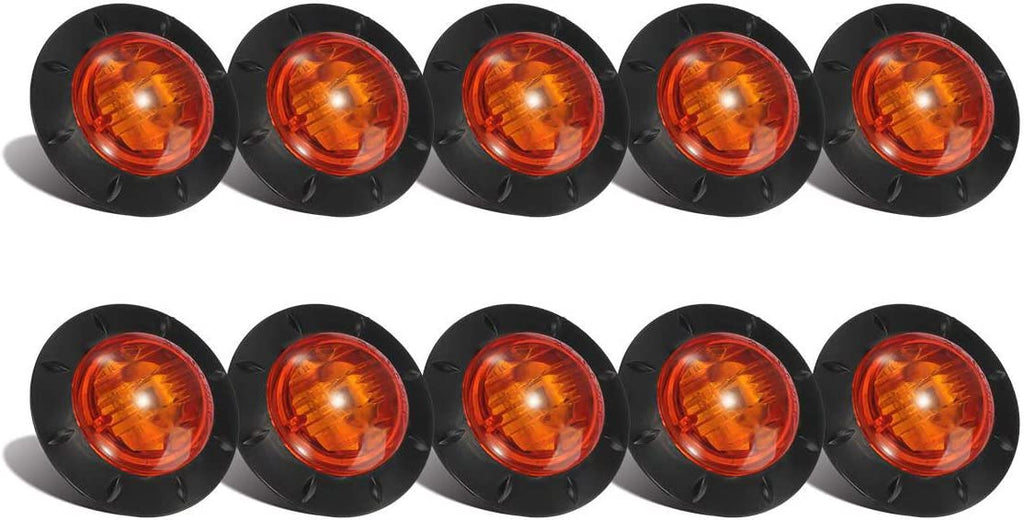 Partsam 10 Pcs 1-1/4" Inch Mount Amber LED Clearance Markers Bullet Marker lights, side marker lights, led marker lights, led side marker lights, led trailer marker lights, trailer marker light