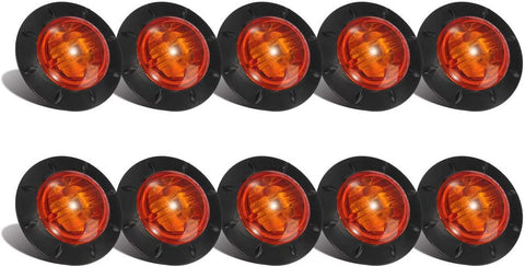 Image of Partsam 10 Pcs 1-1/4" Inch Mount Amber LED Clearance Markers Bullet Marker lights, side marker lights, led marker lights, led side marker lights, led trailer marker lights, trailer marker light