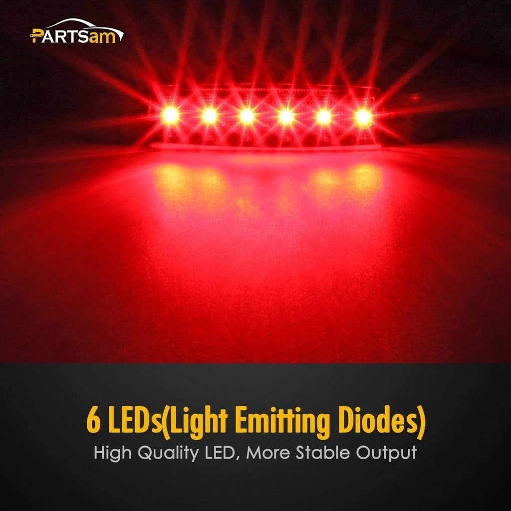 Partsam 10Pcs 3.8" Thin Red Led Side Marker Clearance indicator Lights 6 LED Smoke Lens Waterproof 12V Trailer Lorry Van Bus Led marker lights for trucks Sealed, Boat Marine Led Utility Strip Lights