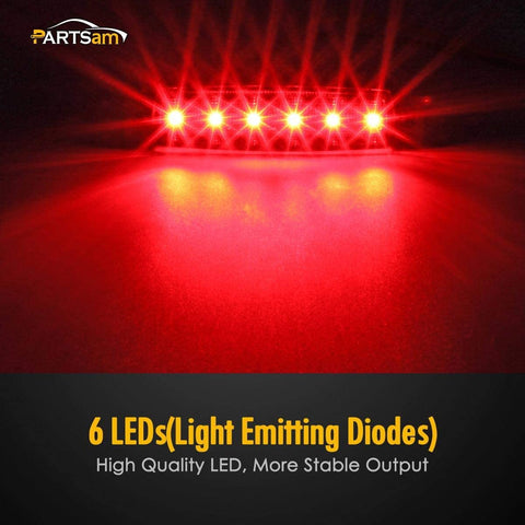 Image of Partsam 5Pcs 3.8" Thin Red Led Side Marker Clearance indicator Lights 6 LED Smoke Lens Waterproof 12V, Trailer marker lights, Led marker lights for trucks, Truck RV cab marker lights