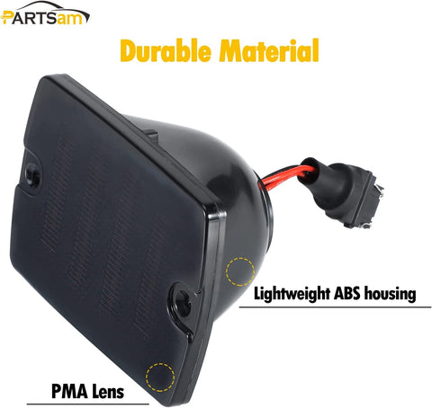 Image of Partsam 2Pcs Front Turn Signal Lights Lamps Assembly Amber 24LED Signal Light w/White DRL Compatible with Wrangler YJ 1987-1993 with 3157 Plug, Smoke Lens