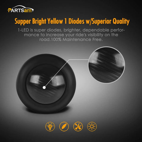 Image of Partsam 5x 3/4" Mini Smoke Lens Amber LED Clearance Side Marker Light Trun Signal Truck Trailer RV Camper Pickup Car Grille Lights Flush Mount Waterproof 12V