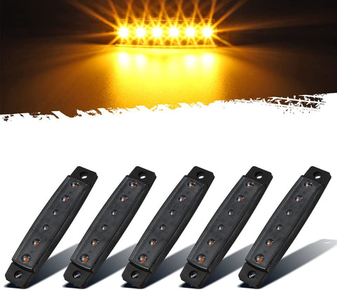 Image of Partsam 5Pcs 3.8" Thin Amber Led Side Marker Clearance indicator Lights 6 LED Smoke Lens Waterproof 12V Trailer Lorry Van Bus Boat Marine Led marker lights for trucks, Truck RV cab marker lights