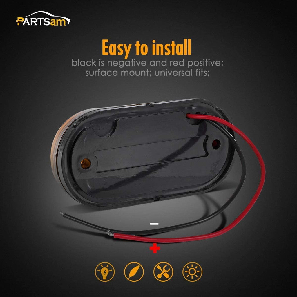 Partsam 4pcs Amber 10LED Side Marker Clearance Light for Trailer Truck RV Camper, 4 inch, 4x2 Rectangular Rectangle Led Lights Identification Lights 12V