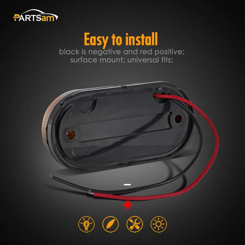 Image of Partsam 4pcs Amber 10LED Side Marker Clearance Light for Trailer Truck RV Camper, 4 inch, 4x2 Rectangular Rectangle Led Lights Identification Lights 12V