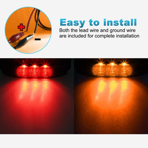 Image of Partsam 10Pcs 3.9" Thin line Trailer Led Side Marker and Clearance Lights 3LED with Reflectors Submersible Sealed 12V Surface Mount for Truck Trailer Boats, Rectangular LED trailer light (5Amber+5Red)