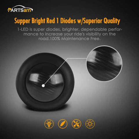 Image of Partsam 10X 3/4" Round Red LED Marker Lights Side Marker Clearance Indicators Bullet Light for Trailer Truck Car Bus Van Pickup RV Camper UTV ATV, Smoked Lens,12V