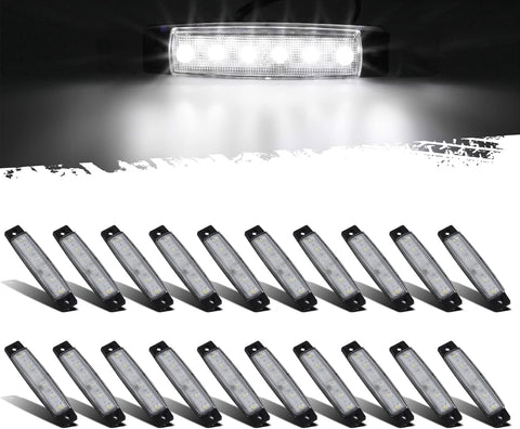 Image of Partsam 20Pcs 3.8" White 6LED Utility LED Lights, Trailer Truck RV Camper Side Marker Indicators Clearance Lights, Marine Boat Light For Yacht Night Fishing Pontoon Deck Transom Courtesy Light