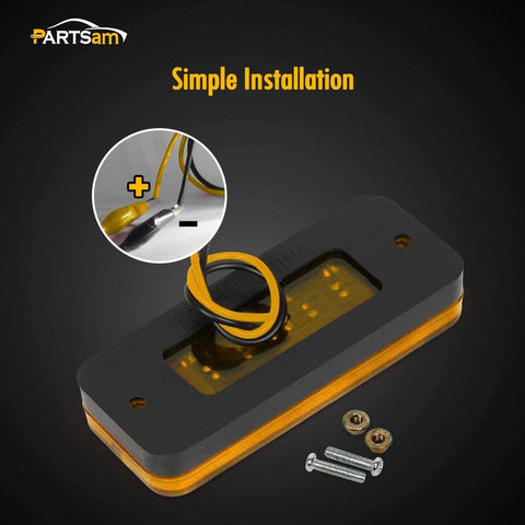 Image of Partsam 4x2 Led Side Marker Lights Lamps Truck Trailer Clearance Lights Sealed Lorry Caravan Sealed Indicators Lights Waterproof (5Amber+5Red)