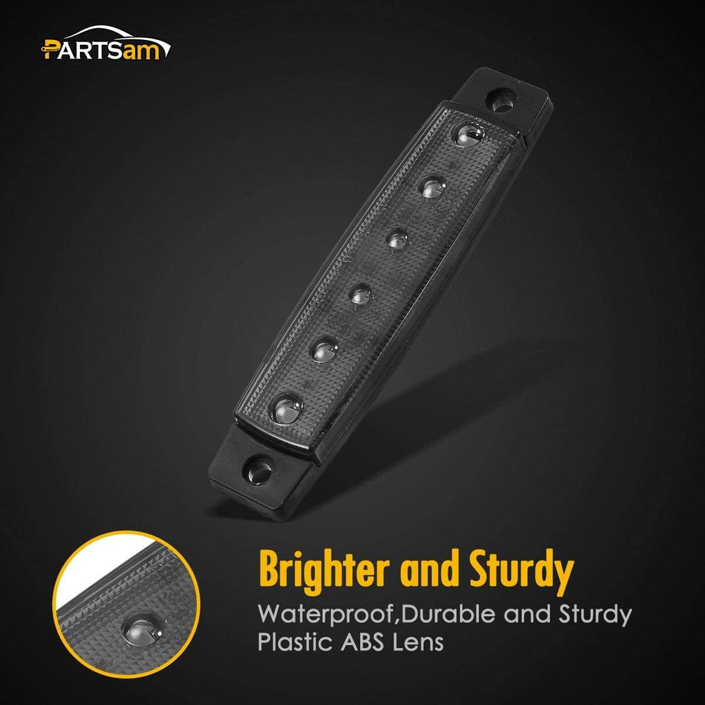 Partsam 5Pcs 3.8" Thin Red Led Side Marker Clearance indicator Lights 6 LED Smoke Lens Waterproof 12V, Trailer marker lights, Led marker lights for trucks, Truck RV cab marker lights