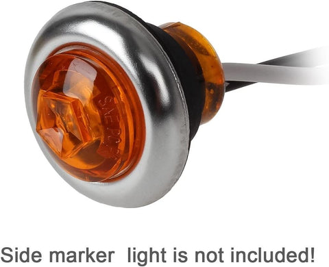 Image of Partsam Truck Trailer Led Marker Lights 3/4" Round Bezels Cover Mount Clearance Bullet Marker lights, Mini Round Stainless Steel Trim Ring Bezel For all 3/4" Clearance Lights