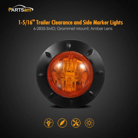 Image of Partsam 10 Pcs 1-1/4" Inch Mount Amber LED Clearance Markers Bullet Marker lights, side marker lights, led marker lights, led side marker lights, led trailer marker lights, trailer marker light
