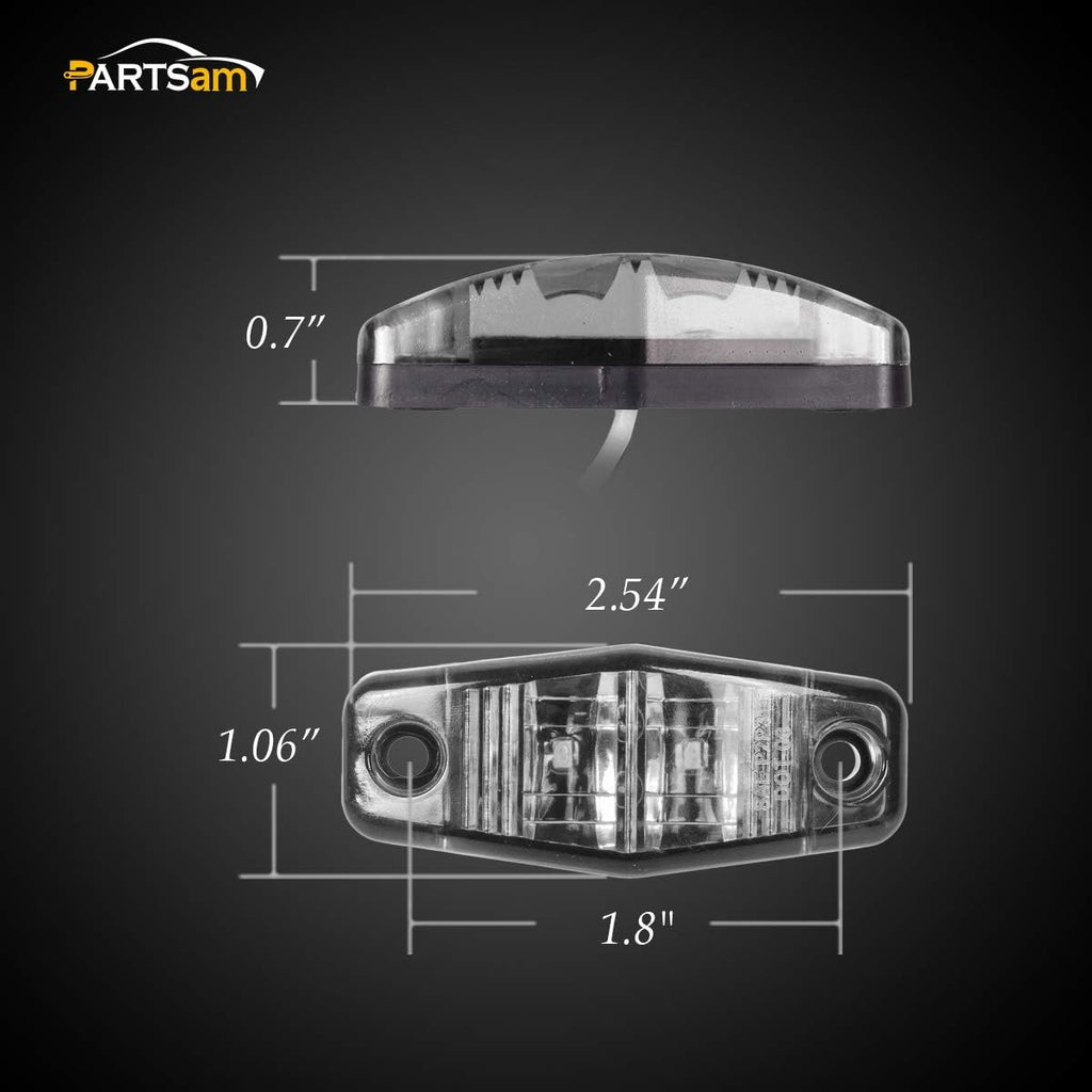 Partsam 6Pcs Mini Oval 2.5 Inch LED Light 2 Diode Clear Lens Amber Universal Mount Side Marker Trailer Lights, Sealed Mini oval led side fender lights Trailer Truck Surface Mount Waterproof