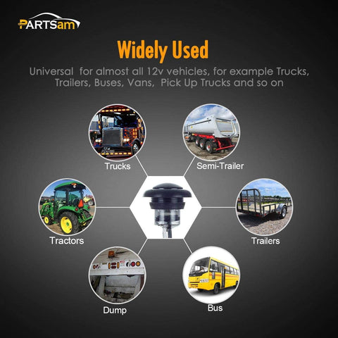 Image of Partsam 10x Truck Trailer Boat 3/4" Amber Round Led Marker Light Grommet Smoked Replacement For Pickup Truck Trailer RV Camper Boat 3/4" Mini Clearance Auxiliary Turn Signal Light Lamp