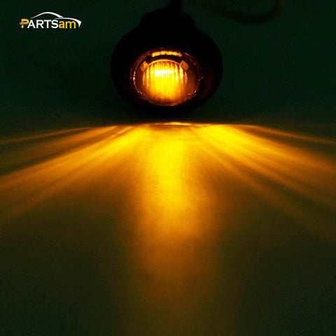 Image of Partsam 5x 3/4" Mini Smoke Lens Amber LED Clearance Side Marker Light Trun Signal Truck Trailer RV Camper Pickup Car Grille Lights Flush Mount Waterproof 12V
