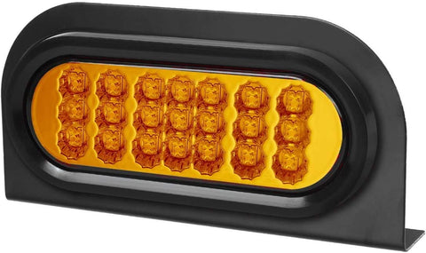 Image of Partsam 2 Pcs AMBER Oval 6-1/2" Sealed LED Turn Signal and Parking Light Kit with Mounting Brackets, Grommet and Plug, Faceted Led Trailer Lights w Amber Reflector on trailers less than 80" wide