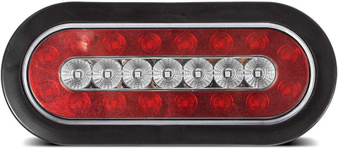 Image of Partsam 2 Pcs 6" inch Oval Truck Trailer Led Tail Stop Brake Lights Taillights Running Red and Amber Parking Turn Signal Lights, Sealed 6 inch oval led trailer tail lights w reflectors Flush Mount