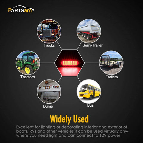 Image of Partsam 2Pcs Oval 6-1/2" Red Led Trailer Tail Lights 21LED Surface Mount LED Brake Stop Turn Tail Light Trailer Truck RV Sealed Faceted Trailer Taillights w Red Reflector Flange Mount